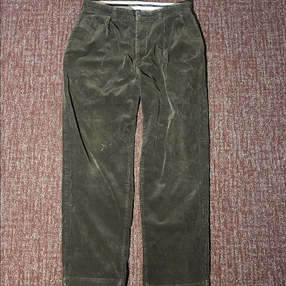Vintage Ralph Lauren olive green men’s corduroy pants pleated front 36x32 - Picture 6 of 15